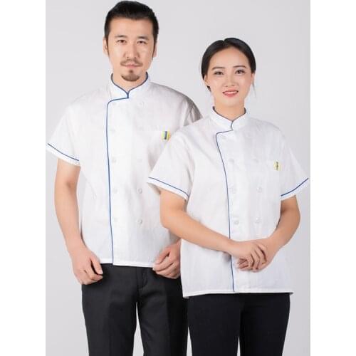 Summer Short-sleeved male Chef service Hotel working wear Restaurant work clothes Tooling uniform womanChef Jackets