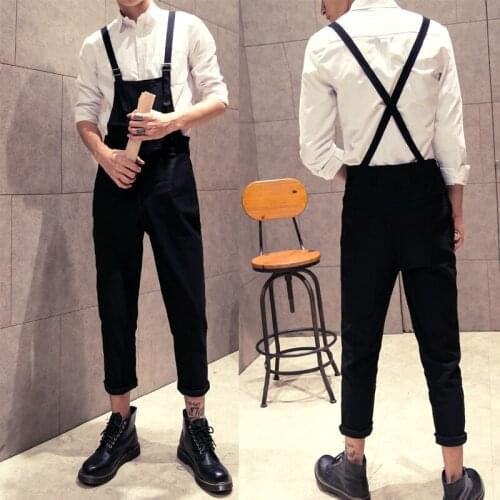 M-3XL! 2016 women and Mens clothing spring tooling one piece bib pants lovers casual spaghetti strap pants singer costumes