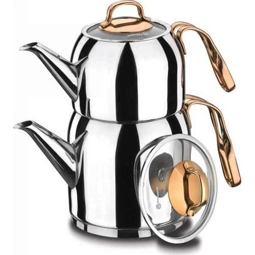 Korkmaz Rosanna Teapot Set A192 2.5 Liter 18/10 Stainless Steel Turkish Teapot Set Brewing Tea For tea Pot Set Made in Turkey