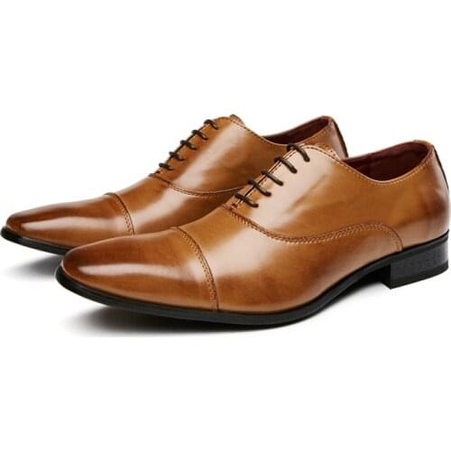 New Men Dress shoes formal shoes mens Handmade business shoes wedding shoes Big Size Genuine Leather Lace-up Male jkm
