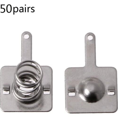 50 Pairs Metal Battery Spring Plate Set for AA AAA Positive Negative Contact Silver Tone