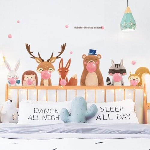 Nordic Animals Wall Stickers Girl Bedroom Living Room Decoration Wall Living Room Vinyl Art Posters 2021 New Year Home Decor