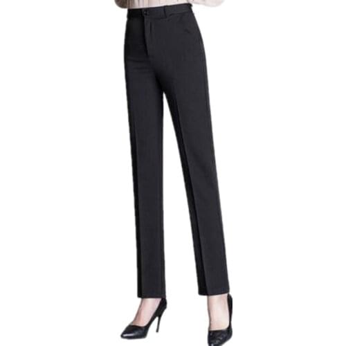 2020 Autumn Women Plus Size Pants Slim High Waist Straight Pants Elegant Ol Work Wear Casual Pants Women Trousers Femme S349