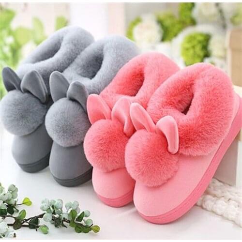 Autumn Men Women Slippers Shoes Home Winter Cute Casual Fur Plush Rabbit Cotton Female Slipper Comfort Woman Indoor Ladies Soft