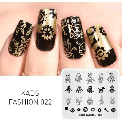 KADS Nail Art Stamp Plate Fashion 022 Robot Design Nail Stamping Template Decorations DIY Image Template Manicure Nail Tools