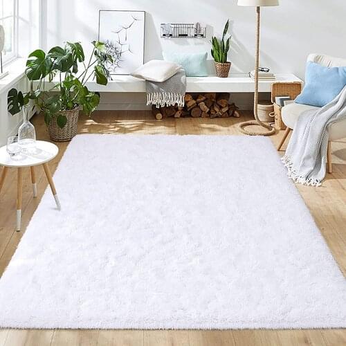 Fluffy Shag Area Rugs for Living Room Anti-Slip Cute Home Decor Furry Rug Solid Color Plush Rugs Super Soft and Comfy Carpet Rug