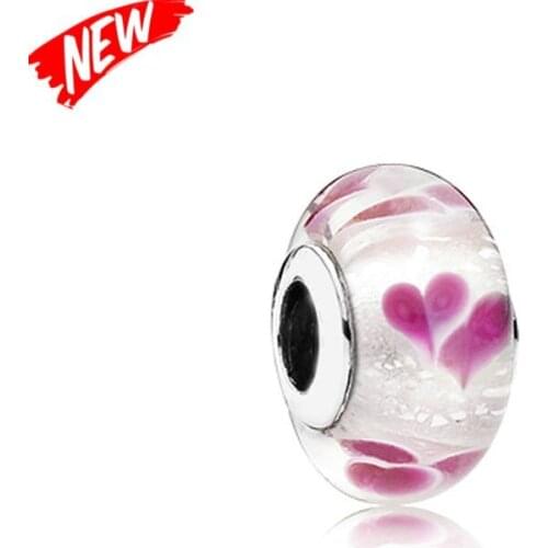 QANDOCCI Fits Original Jewelry Bracelets 925 Sterling Silver Glass Beads Wild Hearts Original Fashion Charms DIY Authentic