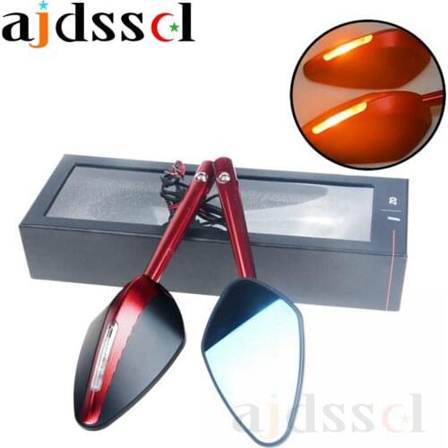 Universal Motorcycle LED lighting Rearview Mirror CNC Aluminum Side Mirror with LED Signal lamp For MSX BWS RSZ GSXR PCX KTM ATV