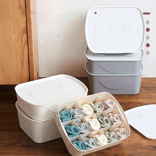 Underwear Storage Box Household Plastic Lidded Socks Dustproof Storage Box Multifunctional Compartment Box Home Storage Tools