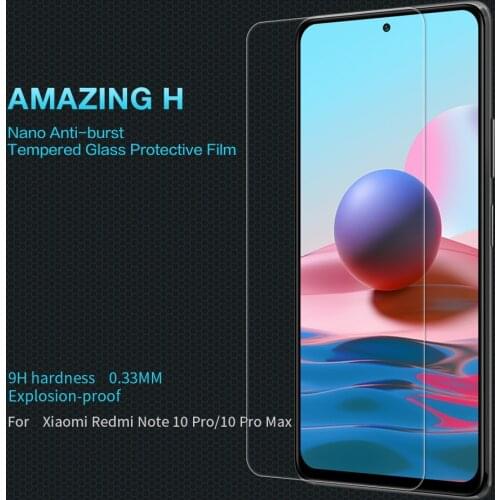 Redmi Note 10 Pro Glass Screen Protector NILLKIN Amazing H Nano Anti-Burst Tempered Glass for Xiaomi Redmi Note 10 Pro Max