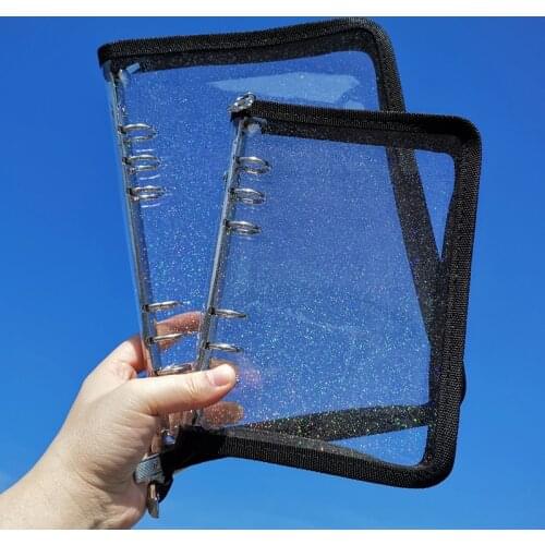 Zipper Loose Leaf Cover Binder Organizer Diary Spiral Notebook 6 Holes binder Transparent PVC Case Agenda Stationery Journals