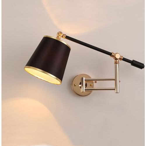 Creative adjustable arm wall lamp iron modern wall sconces indoor lightings for restaurant bar corridor aisle living room lights