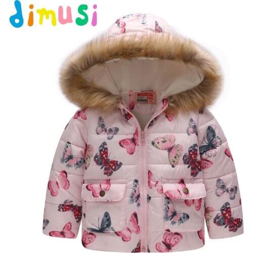 DIMUSI Winter Kids Jackets Children Hooded Outwear Coats Boy Girl Fur Collar Thick Warm Windbreaker Hooded Boy Clothes,EA009