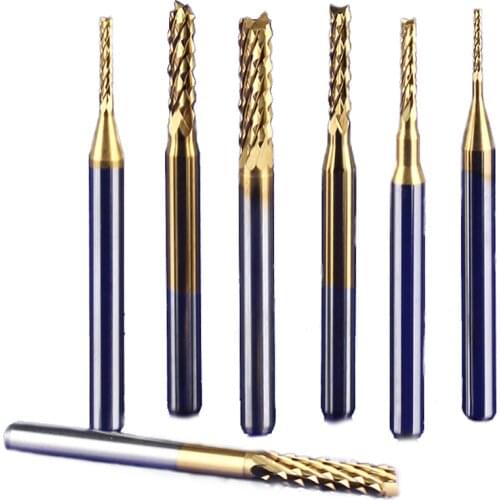 1pc 3.175mm SHK circuit board incising Germany Tungsten Carbide PCB end drills Cutterts Tinanium Coating Cutter for PVC