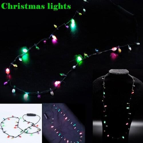 1 Pcs Mini Flashing Light-up Blinking Christmas Lights Costume Necklace 8 LED Bulbs FreeEvent & Party Festive & Party Supplies