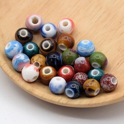 10pc/set Glaze 8mm Diy Earrings Accessories Hair Large Hole Bracelet Stationery Materials Ceramic Beads