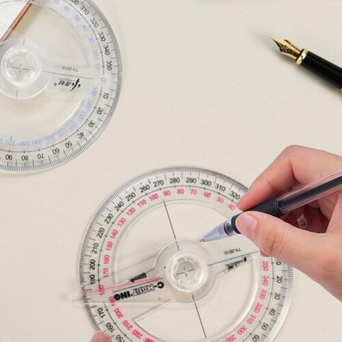 10cm Circular Plastic 360 Degree Pointer Protractor Rulers Angle Finder Meter For Student Stationery Protractor School Office