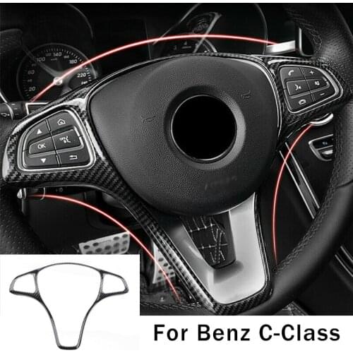 1x Carbon Fiber Car Steering Wheel Trim Sticker For Benz C-Class W205 14-17 GLC