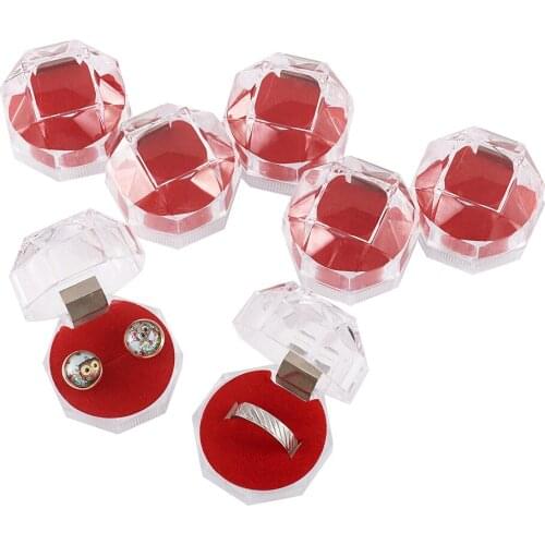 20pcs Clear Transparent Plastic Ring Earrings Boxes Wedding Valentines Packaging Storage Jewelry Gift Box Display 3.8x3.8x3.8cm