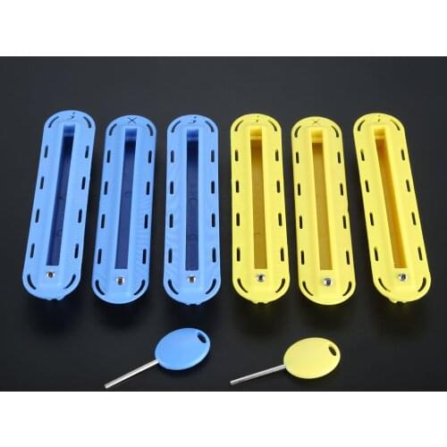 3Pcs 5.9in Tri Fins Box Fins For Future Surfing SUP Screw Surfboard Surf Fins Plugs Set Surfing Accessories Plastic Yellow/Blue