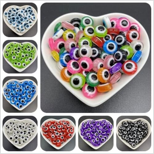 30pcs 10mm Resin Spacer Beads Oval Evil Eye Beads For Jewelry Making DIY Bracelet Necklace Gifts For Women