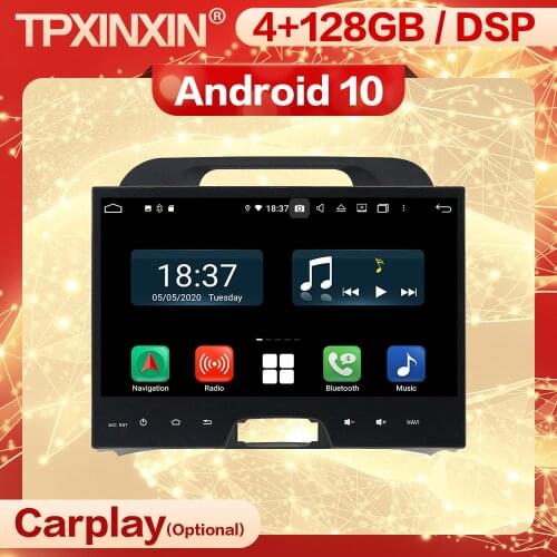 4+128G Carplay 2 Din Android 10 Stereo Receiver For KIA Sportage 2010 2011 2012 2013 2014 2015 2016 Radio Audio Player Head Unit