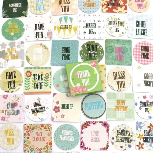 46pcs/box Blessing Words Stickers Travel Decorative Stationery Stickers Ocean whale sticker Scrapbooking DIY Diary Album Lable