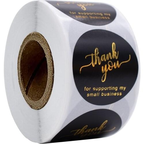 500Pcs Black 1.5inch Thank You Stickers Seal Labels Gold Thank You For Supporting My Small Business Sticker Stationery Stickers