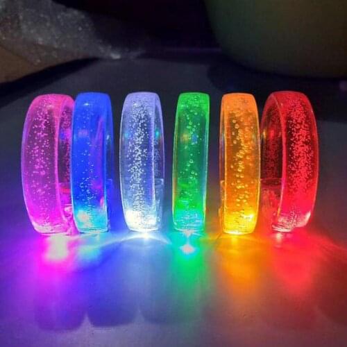 Acrylic Glowing Unisex LED Light Up Flash Bracelet Bangle Wrist Band Glowing Bracelet Bubble Bangle Toy for Christmas party