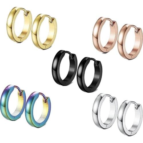 Anti-allergic titanium steel earring punk rock Stud Earrings Men Fashion Jewelry women small circle round stud earrings