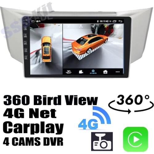 Car Audio Navigation GPS Carplay DVR 360 Birdview Around 4G Android System For TOYOTA Harrier For Lexus RX XU10