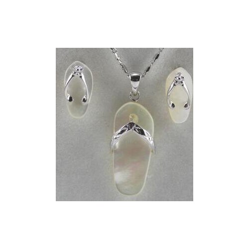 FREE SHIPPING Fashion Slippers-Shaped White Jade Earring Pendant Chain Set 18K GP style Fine jewe Noble Natural jade