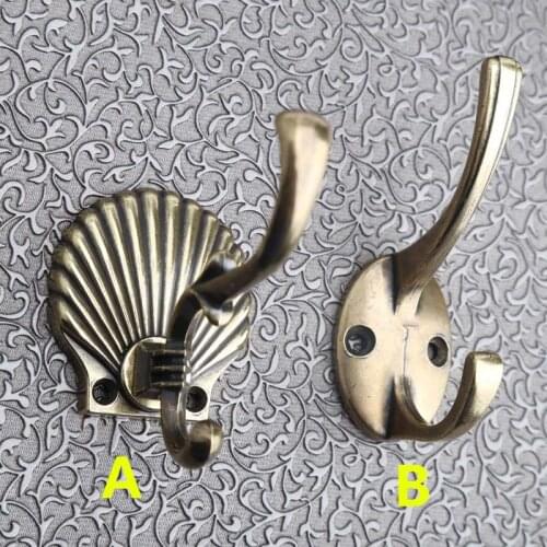 Europen vintage style bronze decoration wall two hooks clothes bag hooks antique brass beathroom kitchen wall hooks towel hooks