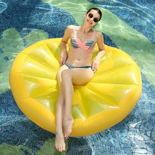 Rooxin Giant Lemon Adult Pool Floats Swimming Circle Rubber Ring Inflatable Floating Bed Air Mattress for Beach Pool Party Toys