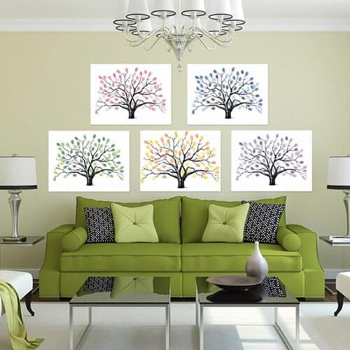 Wedding Tree Guest Book Personalized Canvas Fingerprint Painting Wedding Gifts DIY Comunion Birthday Party Decorations