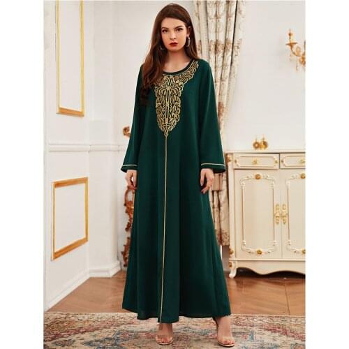 Women Muslim Hijab Dress Embroidery Abaya Dubai Kaftan Turkey Caftan Islamic Clothing Arabic Robe Party Gown Jalabiya Femmal 4XL