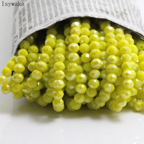 Isywaka Solid Yellow Colors 4*6mm 50pcs Rondelle Austria faceted Crystal Glass Beads Loose Spacer Round Beads Jewelry Making