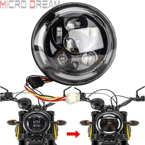 Cafe Racer Round HeadLamp LED Replace Head light Lamp For Scrambler Classic Desert Sled Full Throttle Urban Enduro Hi/Lo Beam