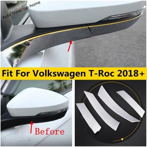 Yimaautotrims Door Rearview Mirror Strip Decoration Cover Trim Exterior Kit For VW Volkswagen T-Roc T Roc 2018 2019 2020 2021