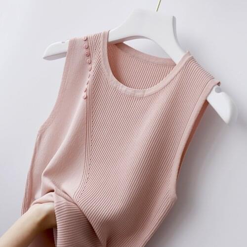Ice silk knitted vest womens summer new style Korean fashion design sense single-breasted inner and outer wear sleeveless vest
