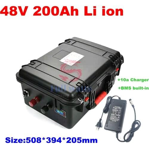 48V 200AH lithium battery pack waterproof lithium battery with bms for rv boat inverter ecooter solar golf cart + 20A Charger