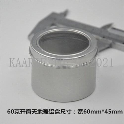 60g 50/100pcs/lot Refillable empty round aluminum tin cans bottle Open window aluminum cans cosmetic container box aluminum jar