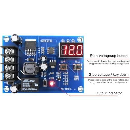 XH-M603 Charging Control Module Digital LED Display Storage Lithium Battery Charger Control Switch Protection Board 12-24V