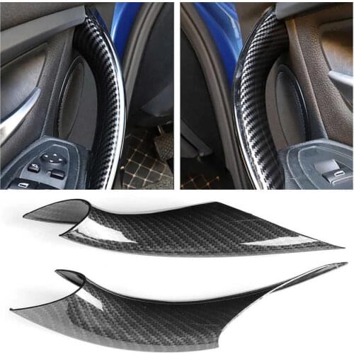 2pcs Interior Door Pull Handle Cover Trim Carbon Fiber Style Fit for 3 Series 4 Series F30 F80 F82 F33 Car Interior Decoration