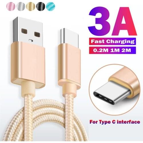 USB C 3.1 Type C Fast Charger For Motorola Moto G9 Plus Huawei nova 5T Samsung A12 Redmi Note 8 Pro Nylon Data Charging Cable
