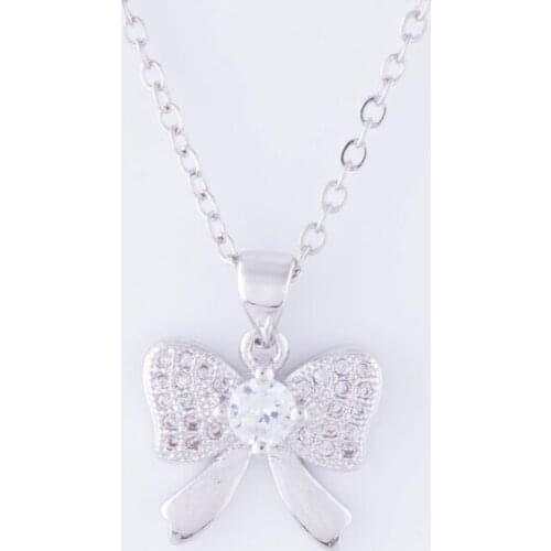 New Fashion Jewelry Bijoux Zircon Bowknot Necklace Female Diy Copper Micro Pave Charms Choker Chain Womens Necklaces & Pendants