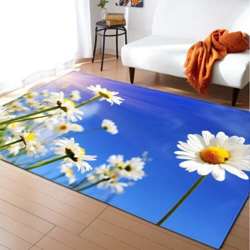 New 3D daisy print carpet living room bedroom area carpet frosted corridor kitchen carpet