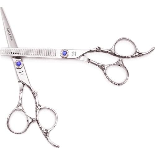Barber Scissors 5.5" 6.0" JP 440C AQIABI Haircut Thinning Shears Salon Sculpture Handle Beauty Salon Hair Cutting Scissors A9002