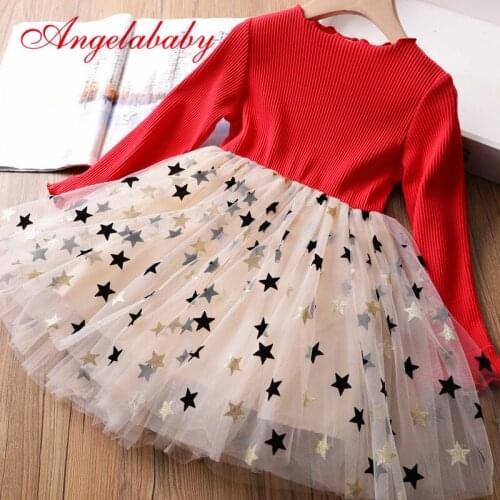 Girls Dress 2020 New Autumn Princess Girl Bling Star Long Sleeve Dresses Childrens Clothing Fashion Dresses