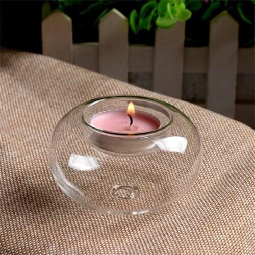 1Pc Clear Glass Candler Holder Round Hollow Heat Resistant Crystal Candle Holders Case Container Candlestick 8/10/12cm